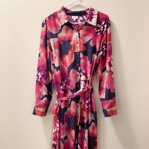 Pink and Navy Watercolor Floral Lularoe Ellie Dress